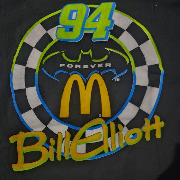 Vintage 1995 Bill Elliott Batman Forever NASCAR Tee Hunter Tag XL Made in USA - Picture 8 of 8
